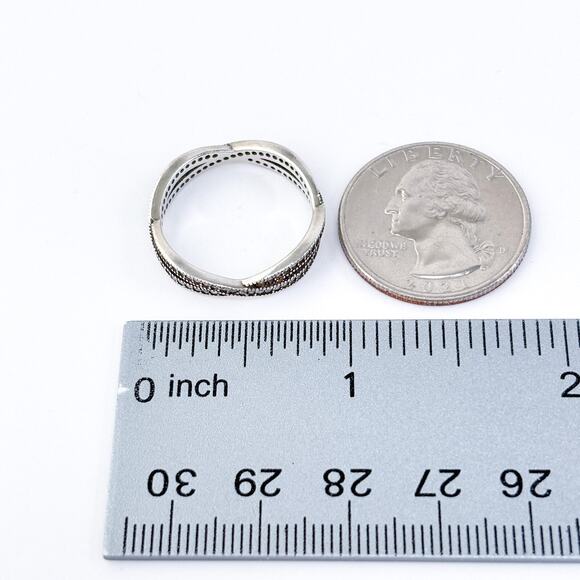 Vintage Sterling Silver 925 Cubic Zirconia Crossover Band Ring Size 9 - Picture 8 of 8